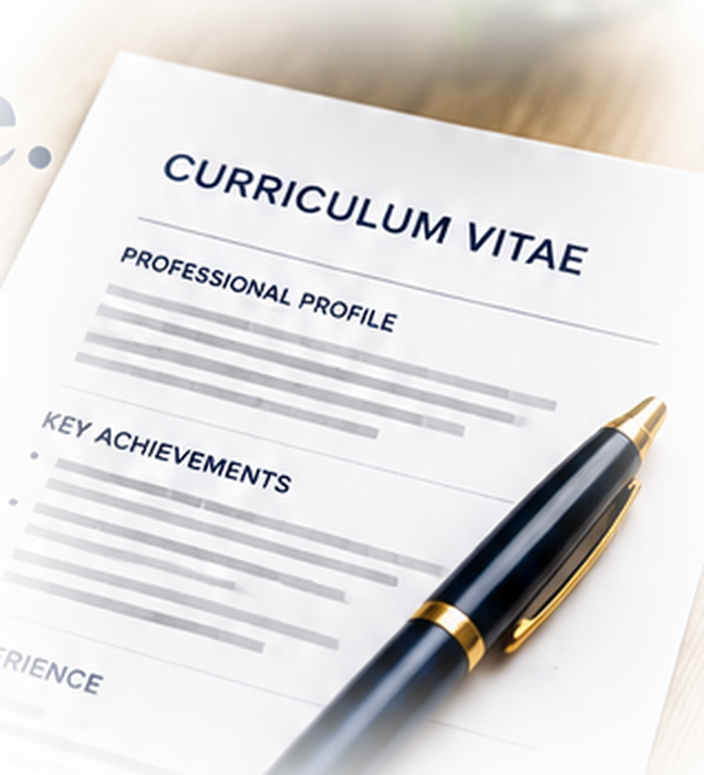 Curriculum vitae document with pen